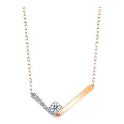 周生生V型丝带钻石项链