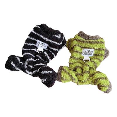 抖音热卖双面绒条纹狗狗四脚衣