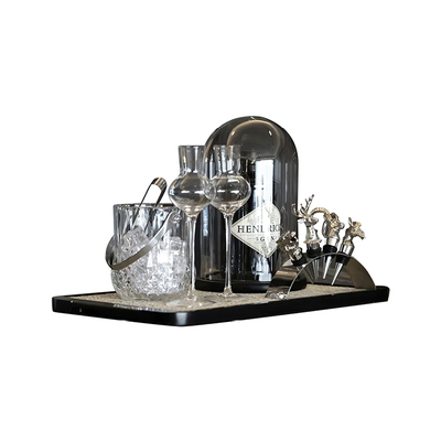一匚现代轻奢玻璃酒具托盘组合