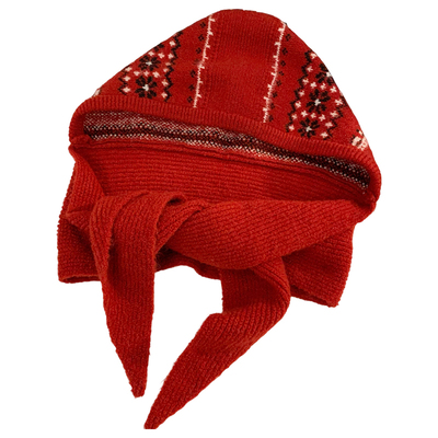 费尔岛红色巴拉克拉法帽女冬保暖