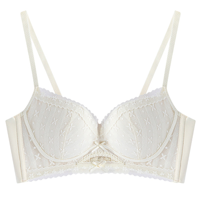 不空杯小胸聚拢显大蕾丝内衣薄款