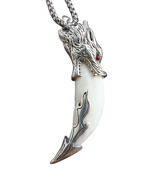 真牙吊坠牙套真品黑狗牙项链