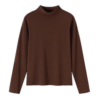 纯棉大码修身半高领打底衫2025年秋冬女装新款显瘦T恤内搭上衣服