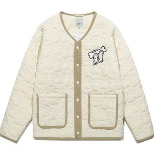 GUUKA&matsui联名小狗刺绣保暖内胆棉衣女款冬季撞色棉服外套正肩