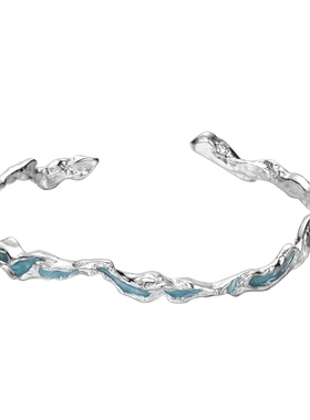 S925银冷淡风个性高级手镯