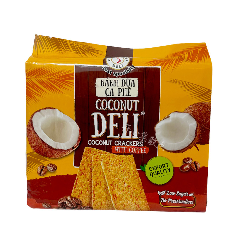 越南DELI咖啡味椰子烤饼即食酥饼薄脆饼干网红椰子酥休闲零食165g