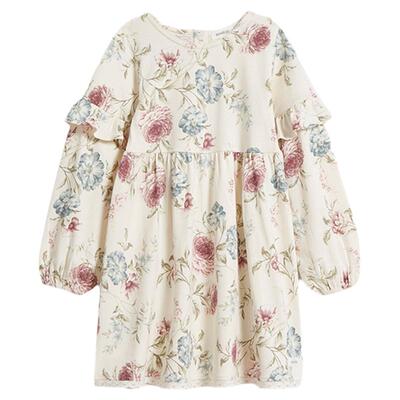 Newbie瑞典进口童装儿童有机棉春秋花卉针织裙子连衣裙温柔生日裙