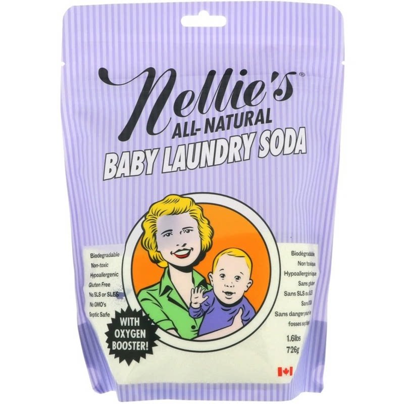 Nellie's进口加拿大天然婴儿洗衣苏打726g温和环保配方洗护洗衣粉