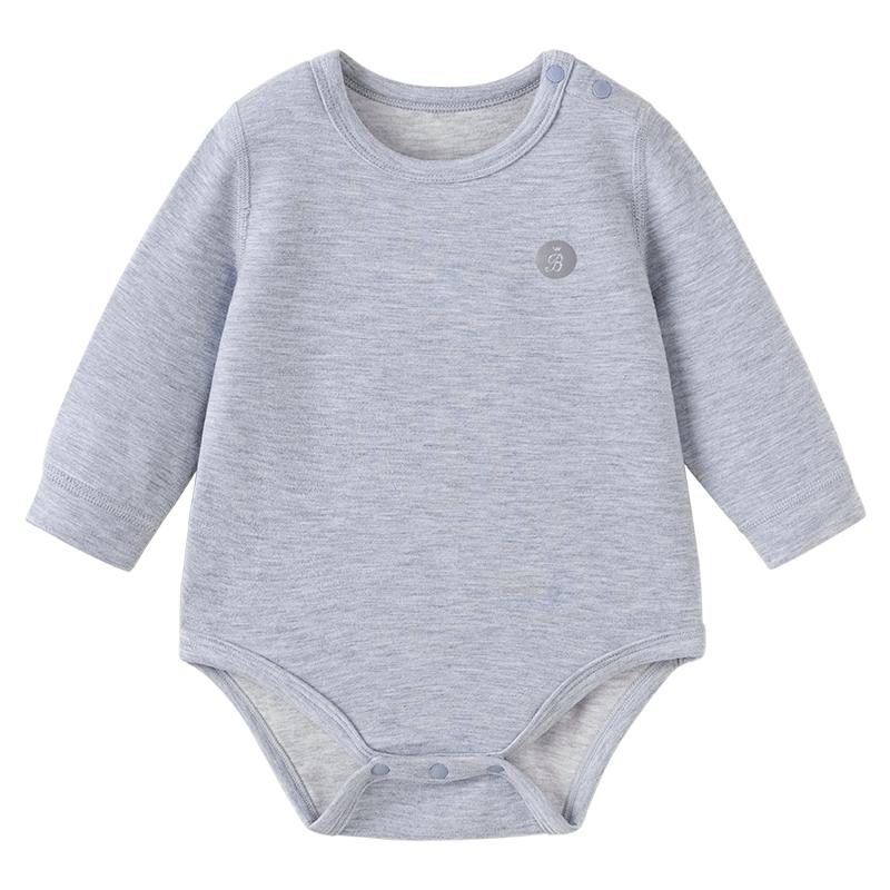 babylove婴儿包屁衣秋冬蚕丝羊绒三角哈衣保暖居家打底睡衣头等舱