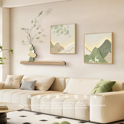 北欧奶油风背有靠山沙发背景墙面挂画2024新款客厅装饰画餐厅壁画
