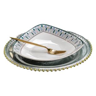 后海维也纳碗盘套装6个家用骨瓷8英寸家用陶瓷碗碟轻奢法式10个装