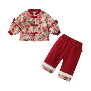 女宝宝超好看小套装儿童时尚洋气时髦穿搭冬季小女孩喜庆周岁礼服