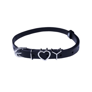 yp经典爱心头层牛皮朋克风黑色复古风项圈男女同款ins风chocker