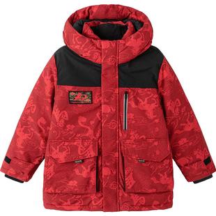 巴拉巴拉儿童羽绒服中大童红色拜年服冬装新款童装男童女童外套厚