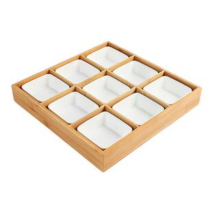 围炉煮冰茶托盘火锅果餐摆盘四宫格竹盒九宫格干果盒炭炉工具配件