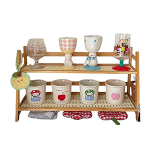 中古双层杯架加长款杯子收纳置物架家居厨房餐边柜水杯茶杯收纳架