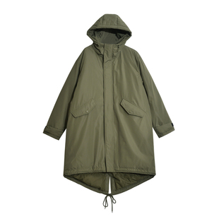军绿色工装羽绒服冬季女款中长款加厚外套连帽派克服大衣2025新款