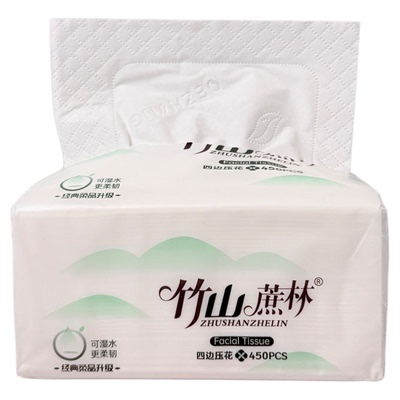 竹山蔗林4提40包四边压花纸巾