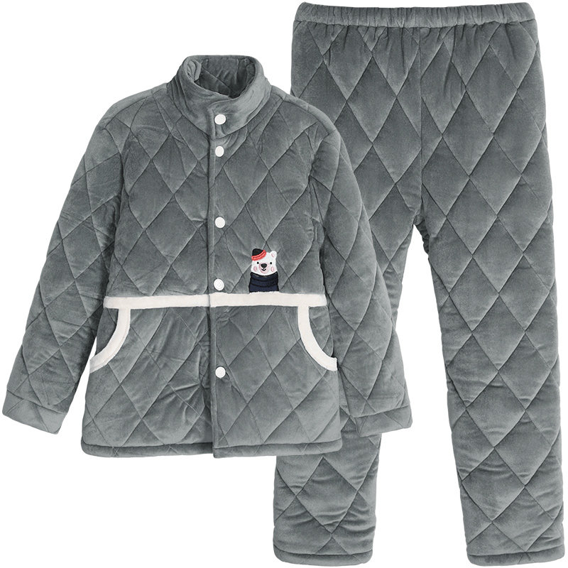 康妮雅男秋冬加厚绒夹棉起居服