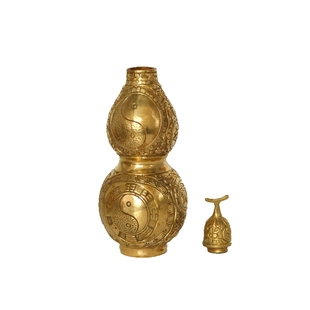 全黄铜开口八卦葫芦摆件家庭装饰品招财家居室内开盖胡芦中式摆设