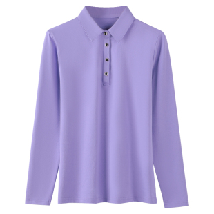 2件118元纯棉长袖恤女妈妈有带领子翻领体桖上衣打底衫休闲秋衣春