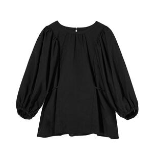 RAY BEAMS 女装长袖T恤新款潮流圆领泡泡袖系带上衣