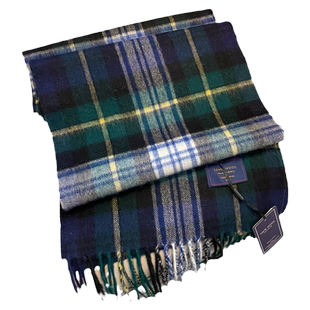墨绿色格纯羊毛围巾女冬季英伦经典苏格兰格子男羊绒围脖加厚保暖