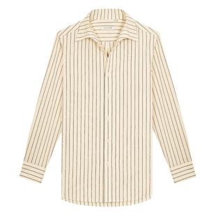 【全棉泡泡纱】CULTUM意式一片领纯棉条纹长袖衬衫男休闲轻薄衬衣