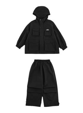 幼悠童装儿童连帽冲锋衣春春秋2026新款户外秋装宽松百搭裤子套装