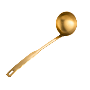 不锈钢大汤勺家用火锅勺套装金色商用汤壳汤漏长柄加深漏勺盛汤粥