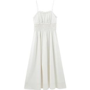 乐町韩系吊带长裙25年春季新款显瘦打揽纯色长裙莱赛尔飘逸连衣裙