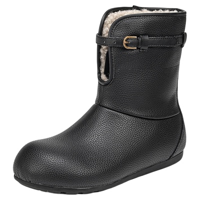 厚底羊羔毛皮面翻边冬季加绒短靴