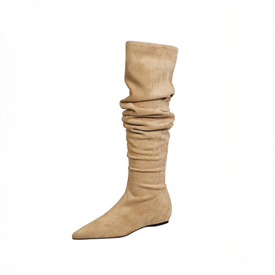 内增高过膝长筒靴女加绒绒面显瘦