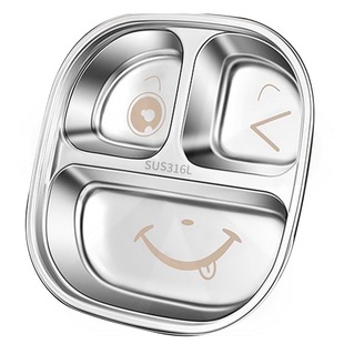 食品级316不锈钢儿童餐盘分格吃饭盘幼儿园宝宝家用男孩女孩餐具