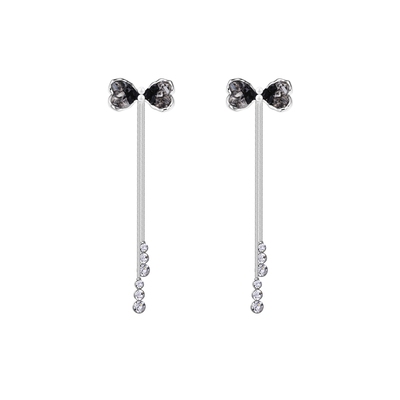 925银针黑色渐变水晶优雅耳环