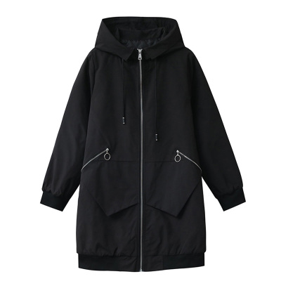 胖妹妹夹棉上衣大码潮流黑色外套