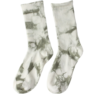 扎染袜子春夏季薄中筒男女情侣ins欧美街头高筒潮袜春秋纯棉长袜