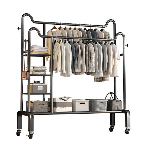 衣柜家用卧室简易构出租房用衣帽架结实耐用挂衣架收纳衣橱全钢架