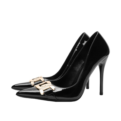 尖头性感春季金属浅口宴会女单鞋