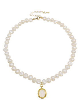 蛋白石淡水珍珠锁骨链女洋气