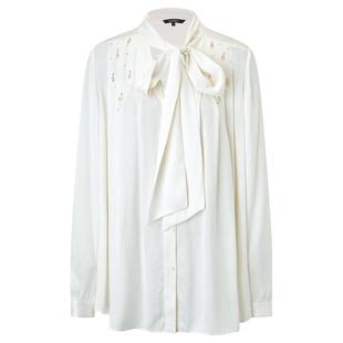 MAXRIENY华丽仙美水晶珠缀衬衫上衣女高级气质感女装修身显瘦