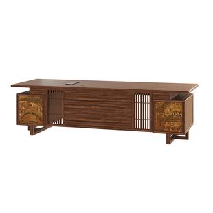 吉赠宋代美学纯实木老板办公桌茶桌一体两用新中式禅意高端大班台