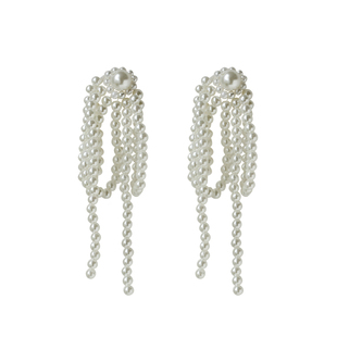 氛围感仙气流苏珍珠无耳洞耳钉蚊香盘耳夹夸张法式气质耳环耳饰