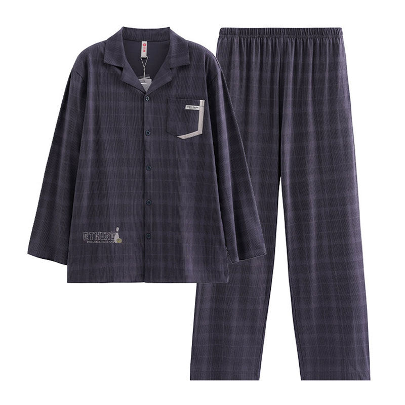 芬腾春秋棉质睡衣男士套装家居服