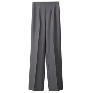 Amii格雷系休闲裤女2025夏季新款直筒含真丝天丝混纺TR梭织阔腿裤