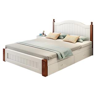 全实木双人床1.8m1.5米经济型成人现代简约出租房松木1.2单人木床