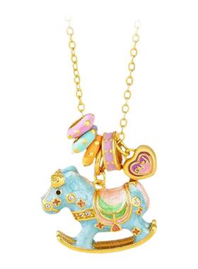 中国珠宝925银木马项链女