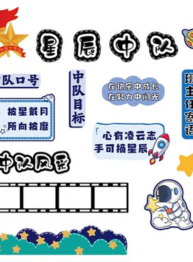 班级星辰中队角布置文化墙贴毛