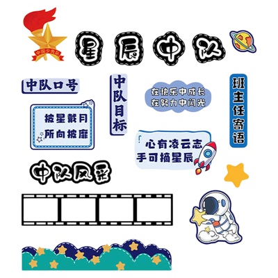 班级星辰中队角布置文化墙贴毛