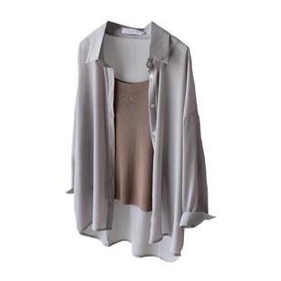 下垂感不皱雪纺防晒衬衫女2024夏天新品透气休闲外搭遮阳防晒衫薄